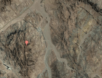 The Google Map teardrop falls upon St. Catherine's monastery. Directly east across the valley sits Jabal Musa.